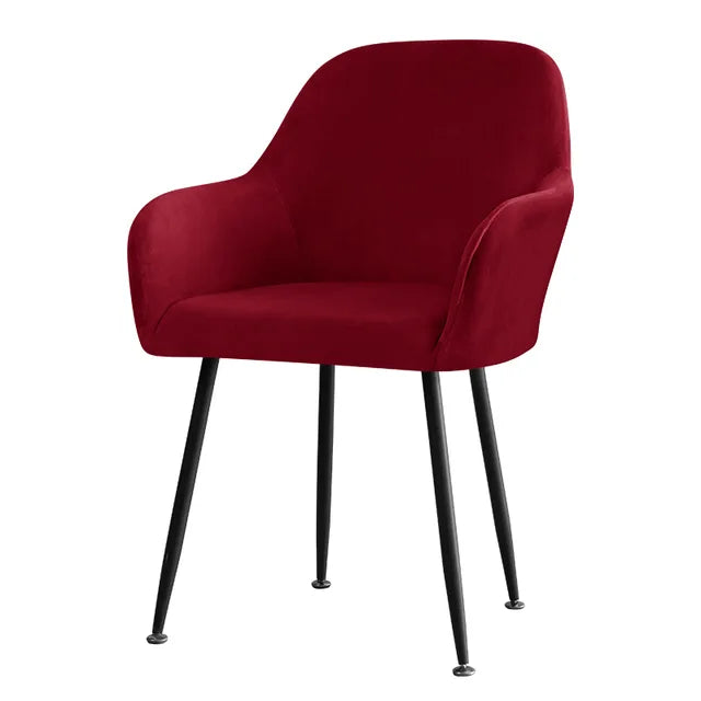 Housse de chaise avec accoudoirs en Velours Carla de couleur bordeaux