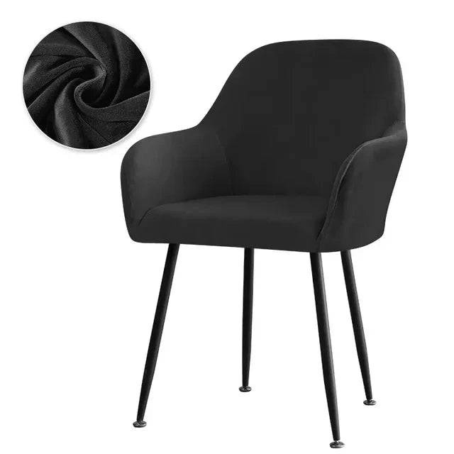 Housse de chaise avec accoudoirs en velours Carla noir