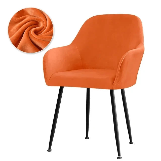 Housse de chaise avec accoudoirs en velours Carla orange