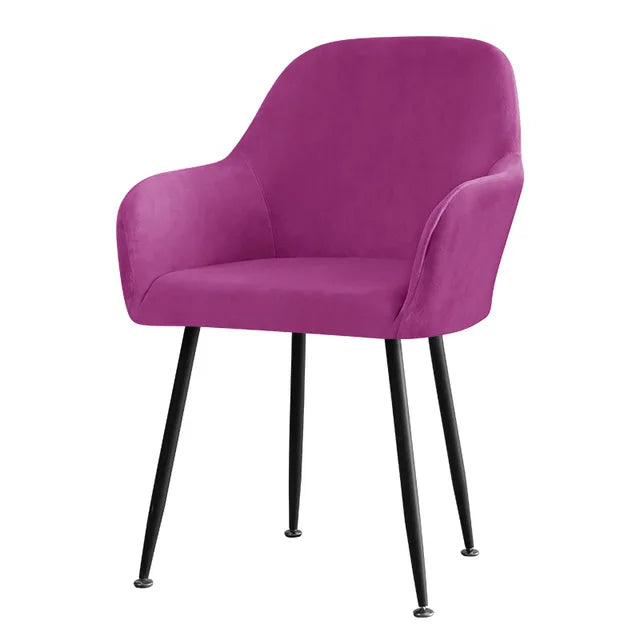 Housse de chaise avec accoudoirs en Velours Carla de couleur violet