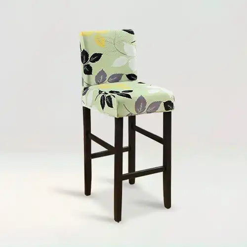 Housse de chaise de bar à motifs  Camille de motifs fleurs sur fond beige