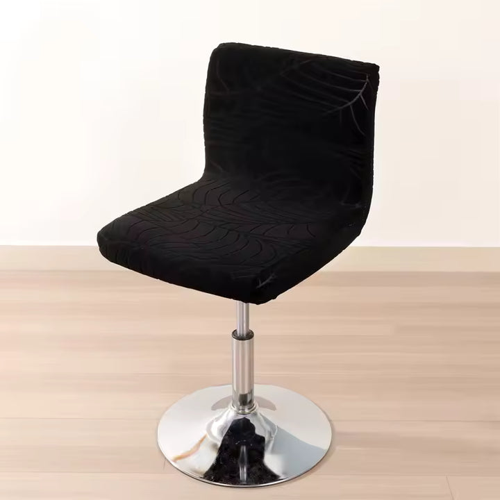 Housse de chaise de bar en jacquard effet floral imperméable Donia de couleur noir