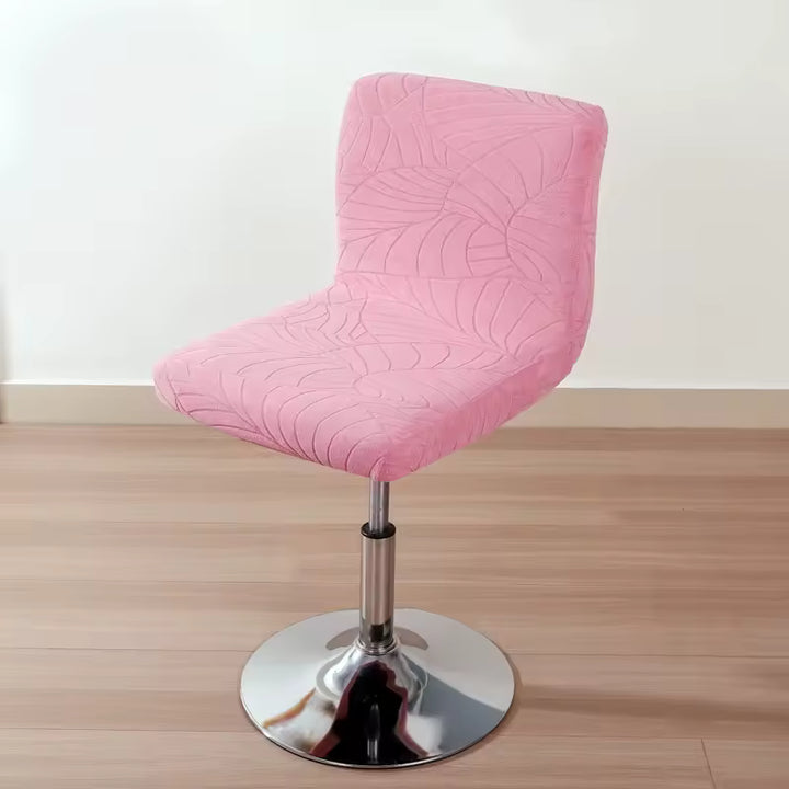 Housse de chaise de bar en jacquard effet floral imperméable Donia de couleur rose