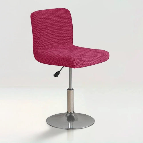 Housse de chaise de bar en jacquard effet tressé Celena de couleur bordeaux sur fond beige