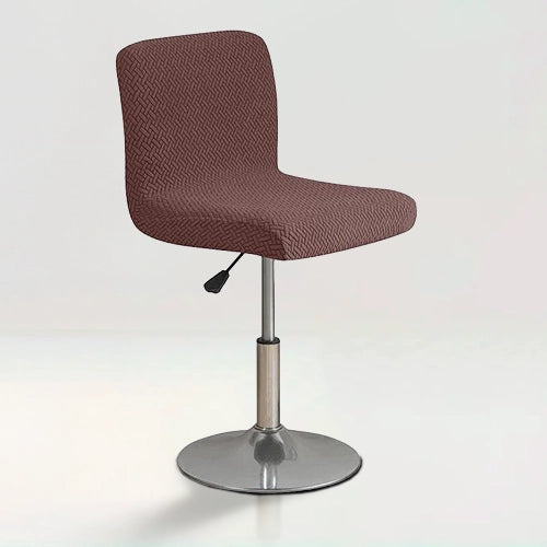 Housse de chaise de bar en jacquard effet tressé Celena de couleur café sur fond beige