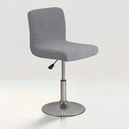 Housse de chaise de bar en jacquard effet tressé Celena de couleur gris foncé sur fond beige
