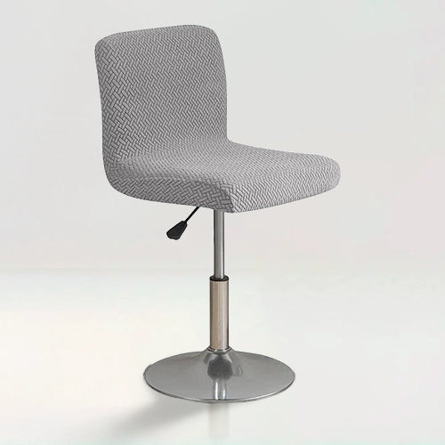 Housse de chaise de bar en jacquard effet tressé Celena de couleur gris clair sur fond beige