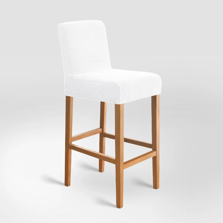 Housse de chaise de bar en jacquard effet tressé Coralie de couleur blanc