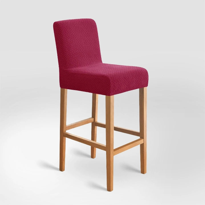 Housse de chaise de bar en jacquard effet tressé Coralie de couleur bordeaux