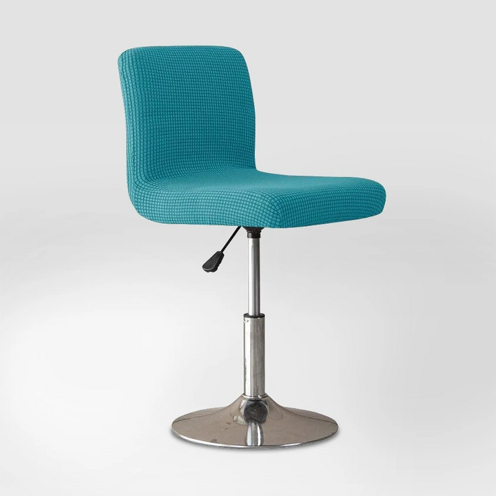 Housse de chaise de bar en jacquard Mylène de couleur bleu canard