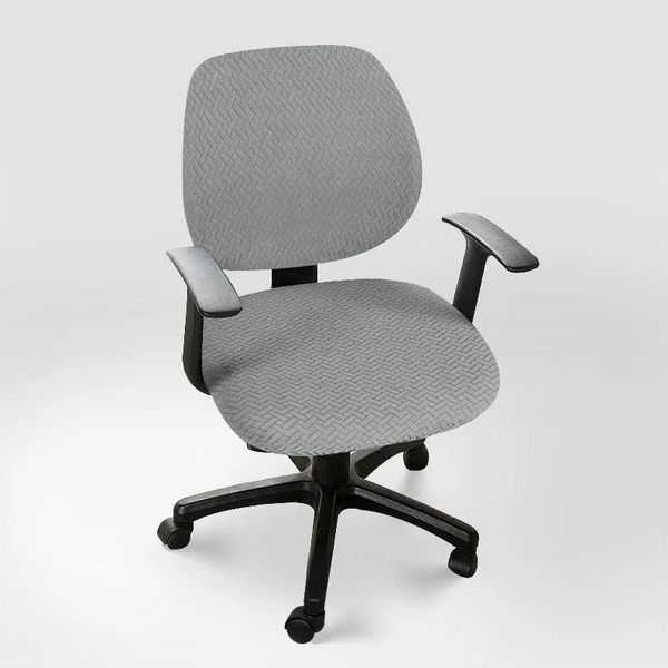 Housse de chaise de bureau en jacquard effet tressé Teresa de couleur gris clair