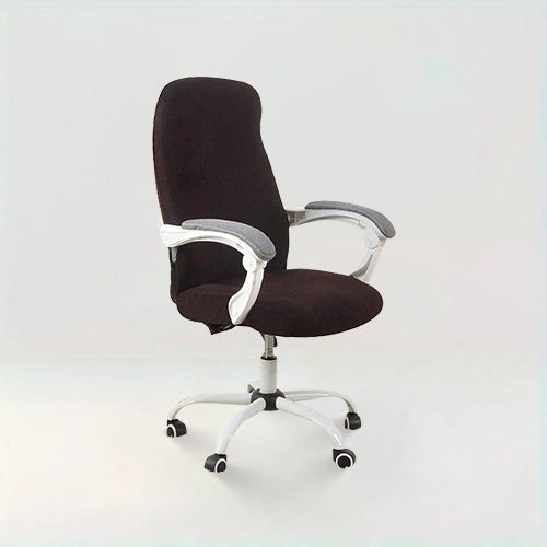 Housse de chaise de bureau en jacquard - Elise de couleur chocolat