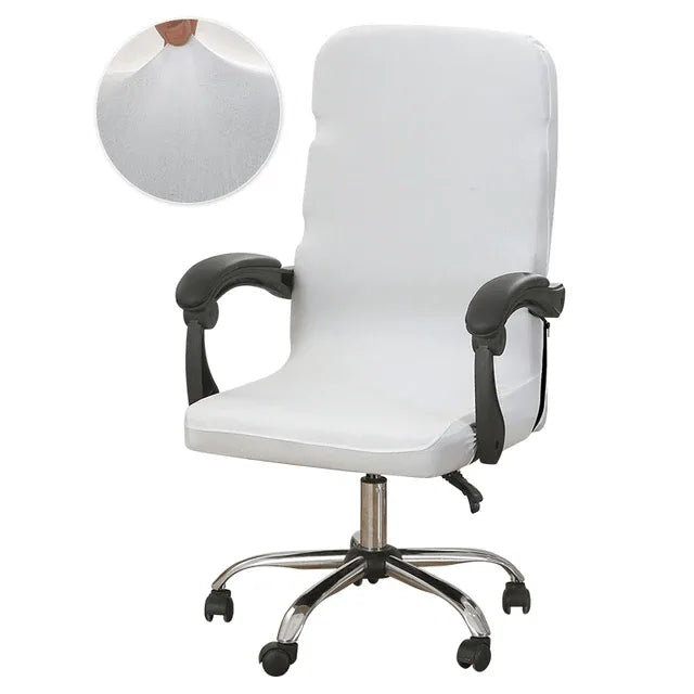Housse de chaise de bureau Isabelle en tissu blanc