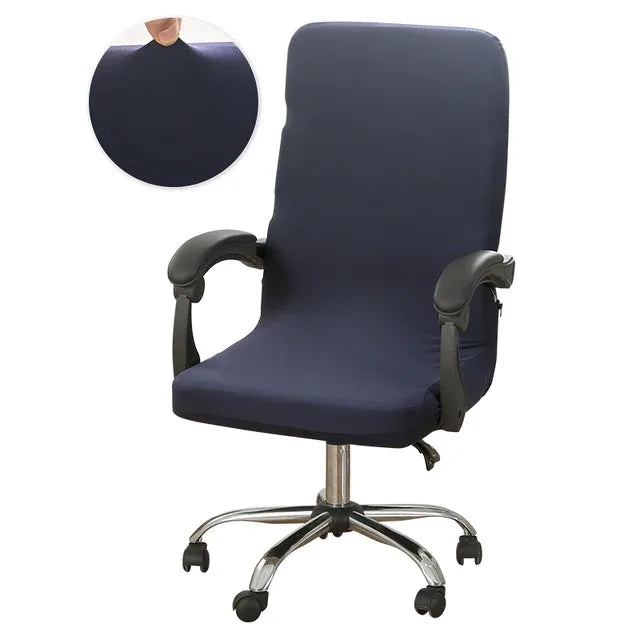 Housse de chaise de bureau Isabelle en tissu bleu marine