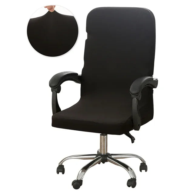 Housse de chaise de bureau Isabelle en tissu noir