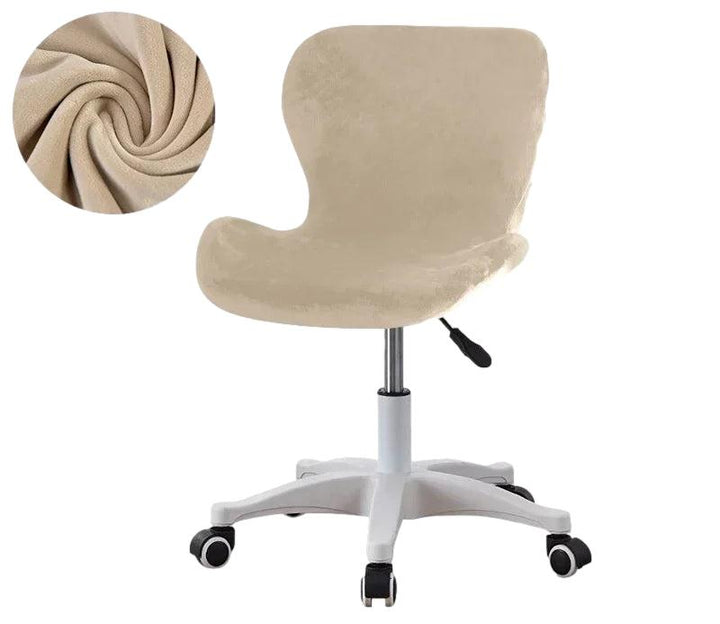 Housse de chaise de bureau incurvée en velours Flavia de couleur beige