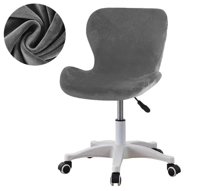 Housse de chaise de bureau incurvée en velours Flavia de couleur gris