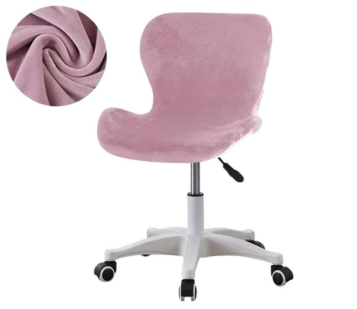 Housse de chaise de bureau incurvée en velours Flavia de couleur rose