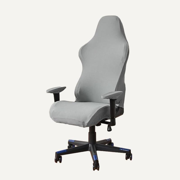 Housse de chaise de bureau gaming gris sur fond beige