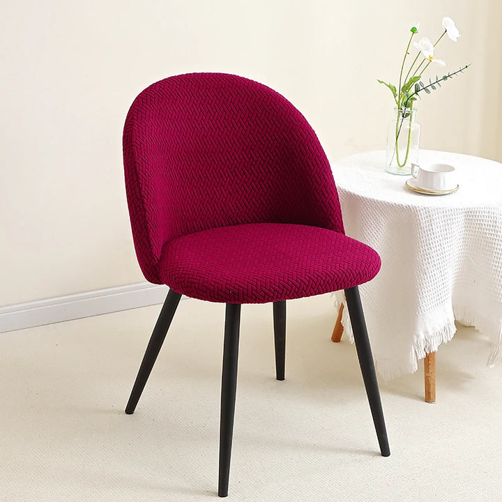 Housse de chaise design en jacquard effet tressé Esperanza de couleur bordeaux