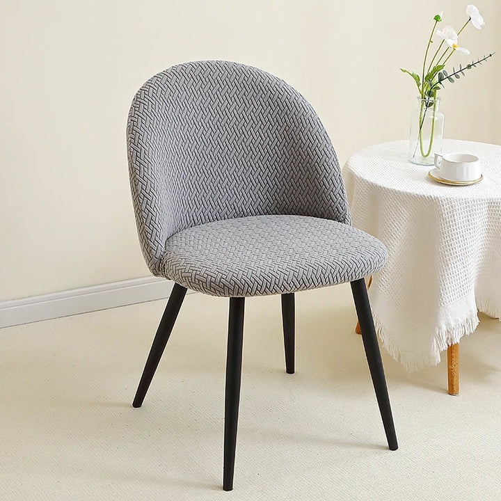 Housse de chaise design en jacquard effet tressé Esperanza de couleur gris clair