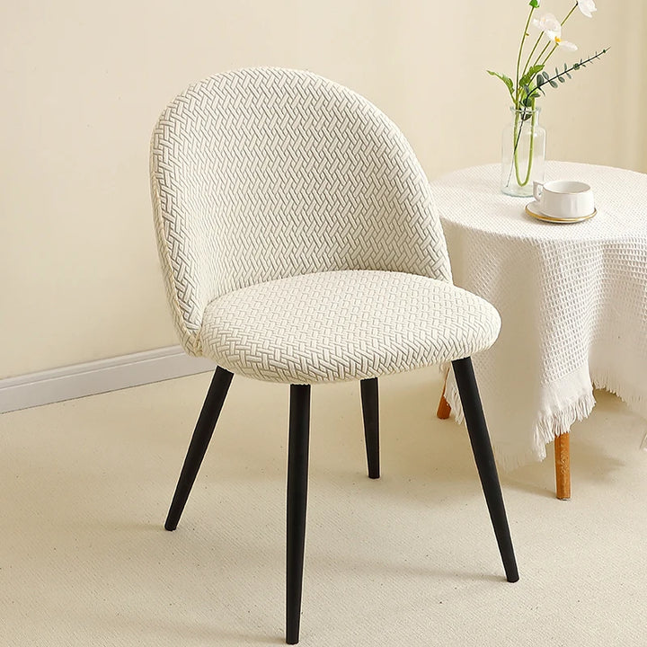 Housse de chaise design en jacquard effet tressé Esperanza de couleur ivoire