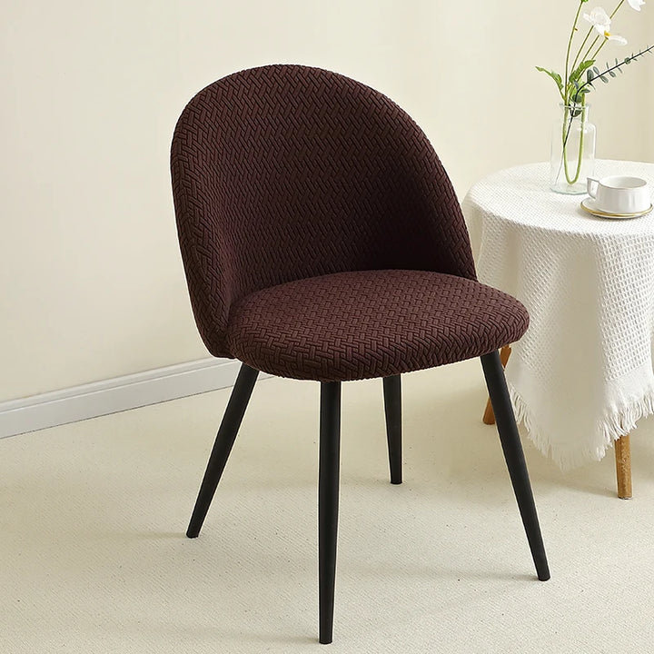 Housse de chaise design en jacquard effet tressé Esperanza de couleur marron