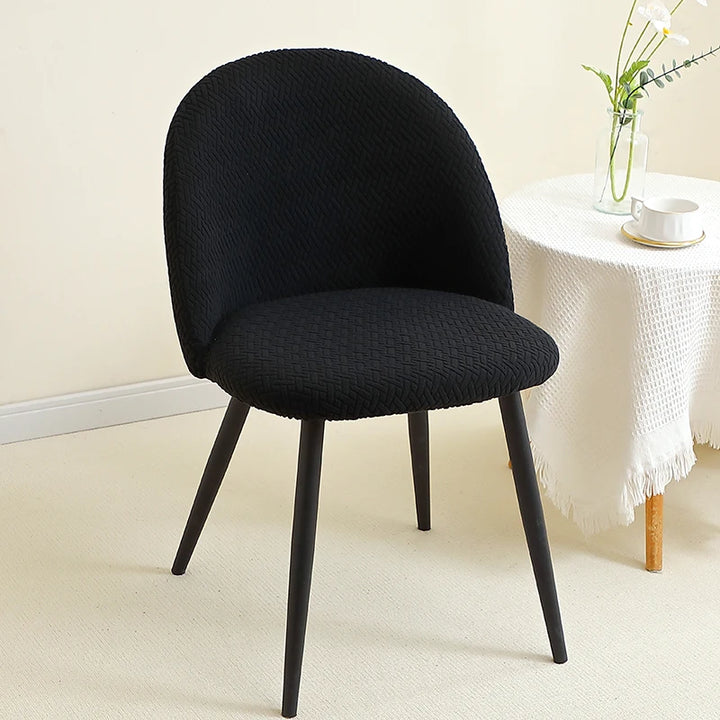 Housse de chaise design en jacquard effet tressé Esperanza de couleur noir