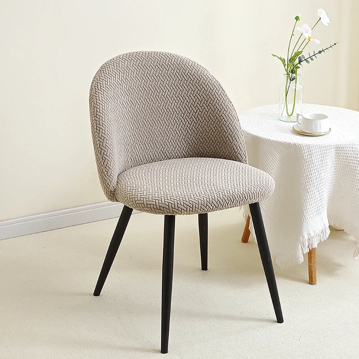 Housse de chaise design en jacquard effet tressé Esperanza de couleur taupe
