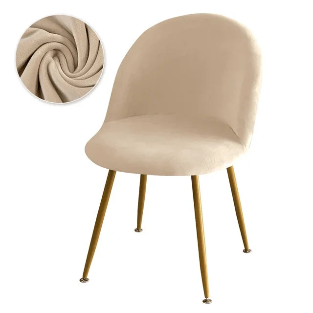 Housse de chaise Design en velours Betty de couleur beige