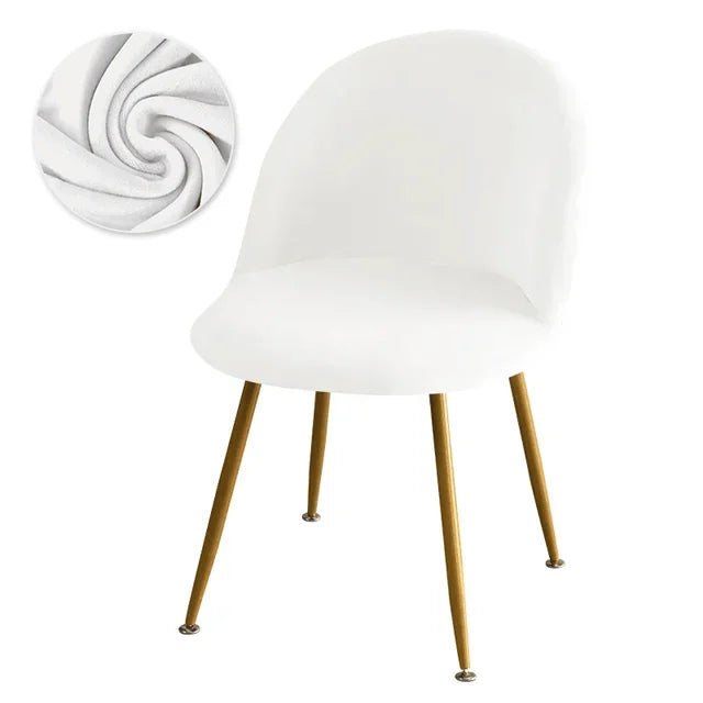 Housse de chaise Design en velours Betty de couleur blanc