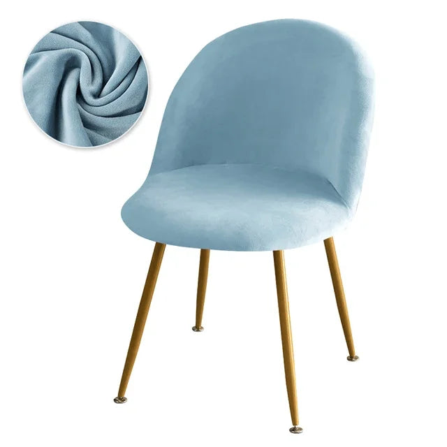 Housse de chaise Design en velours Betty de couleur bleu ciel
