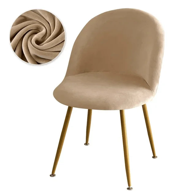 Housse de chaise Design en velours Betty de couleur café clair