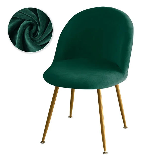 Housse de chaise Design en velours Betty de couleur vert