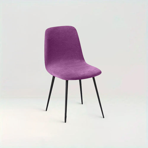 Housse de chaise design en velours - Marina de couleur Violet sur fond beige