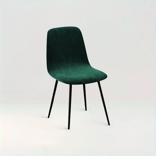 Housse de chaise design en velours - Marina de couleur Vert foncé sur fond beige