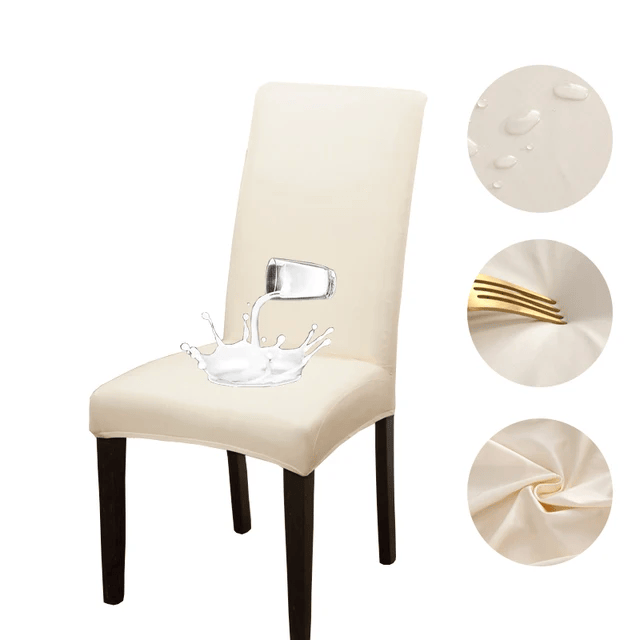 Housse de chaise effet cuir imperméable Emy de couleur beige
