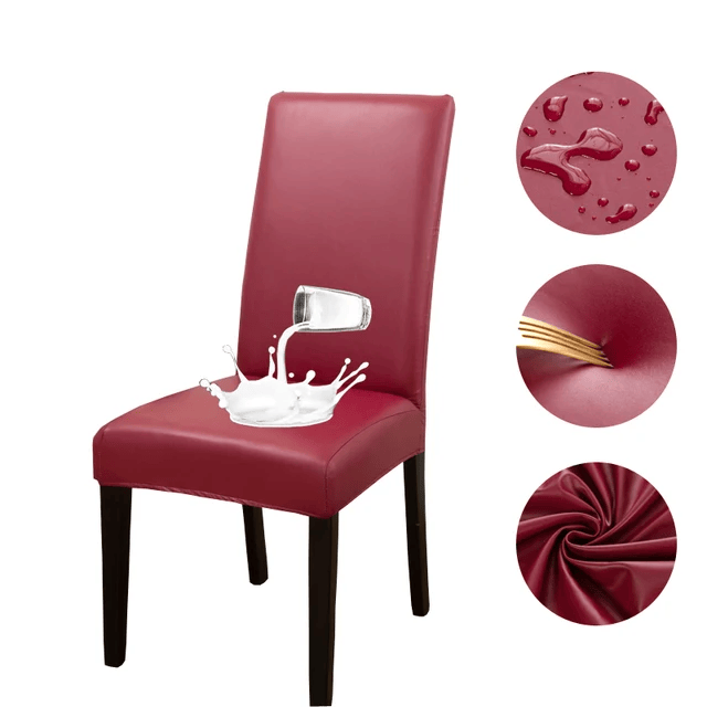 Housse de chaise effet cuir imperméable Emy de couleur bordeaux