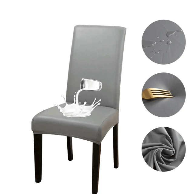 Housse de chaise effet cuir imperméable Emy de couleur gris