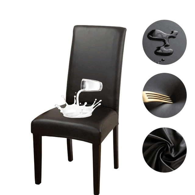 Housse de chaise effet cuir imperméable Emy de couleur noir