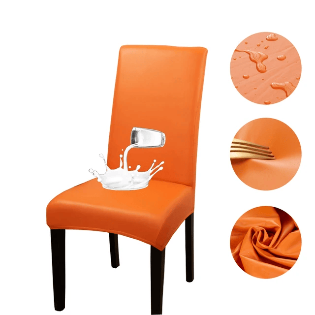Housse de chaise effet cuir imperméable Emy de couleur orange
