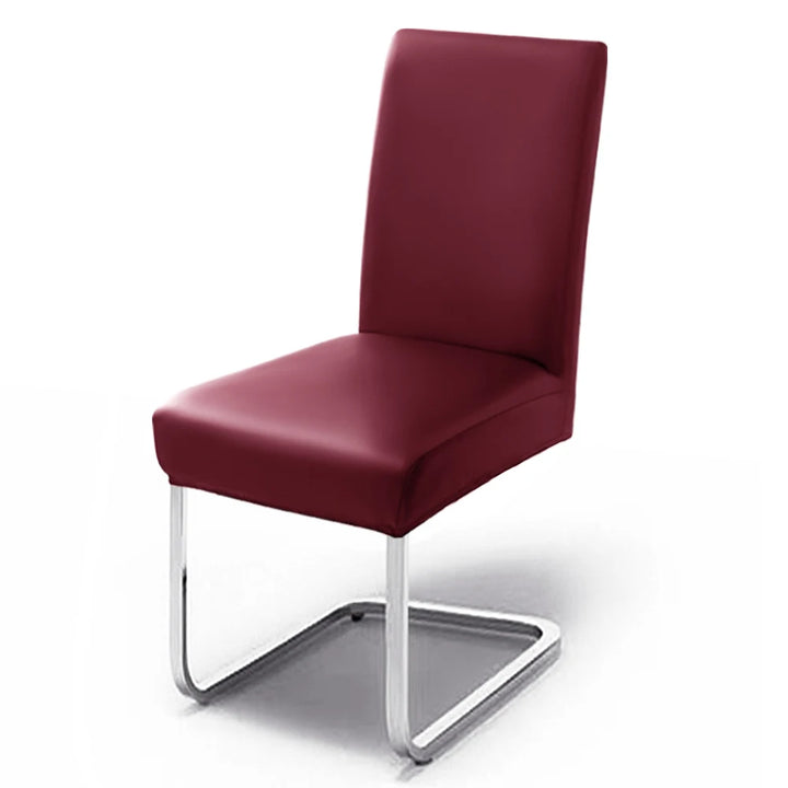 Housse de chaise effet cuir Nicole de couleur bordeaux