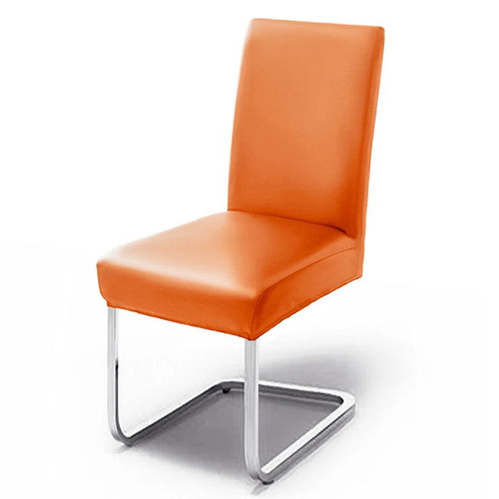 Housse de chaise effet cuir Nicole de couleur orange