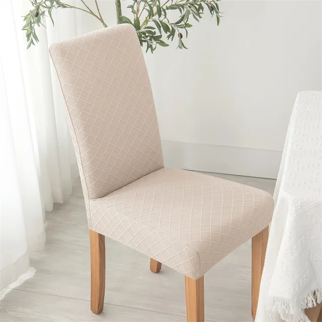 Housse de chaise effet tricot Ludivine de couleur beige