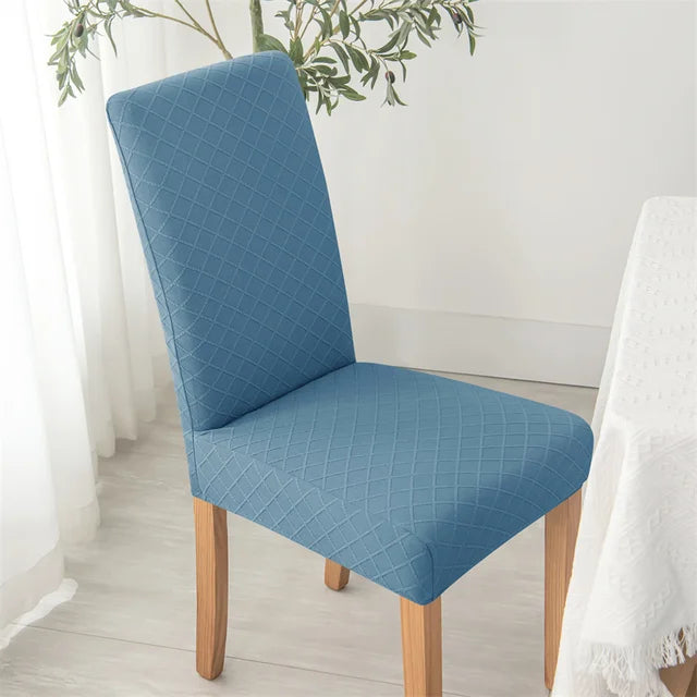 Housse de chaise effet tricot Ludivine de couleur bleu