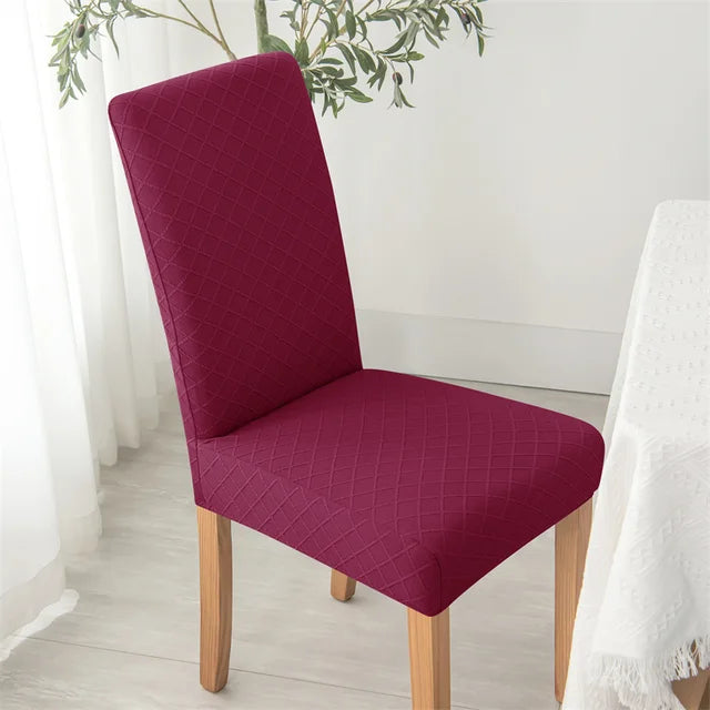 Housse de chaise effet tricot Ludivine de couleur bordeaux