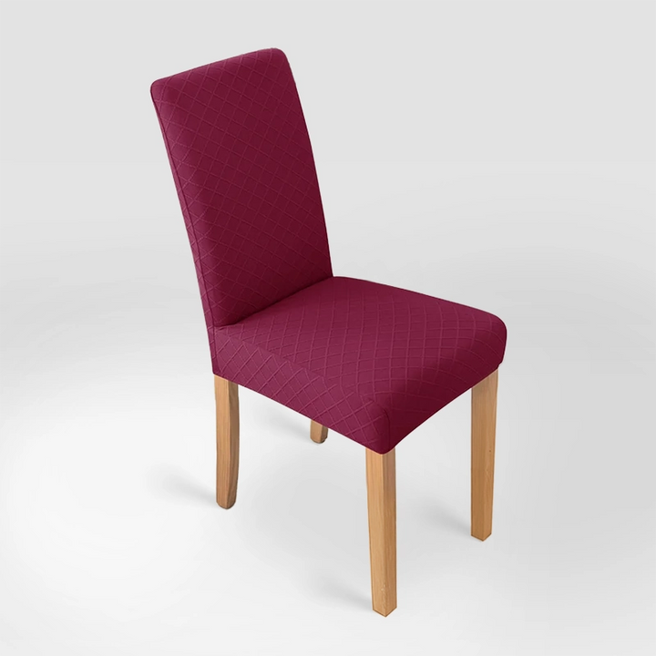 Housse de chaise effet tricot Ludivine de couleur bordeaux