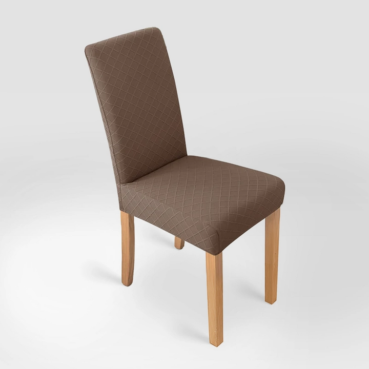 Housse de chaise effet tricot Ludivine de couleur café