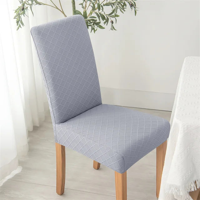 Housse de chaise effet tricot Ludivine de couleur gris clair