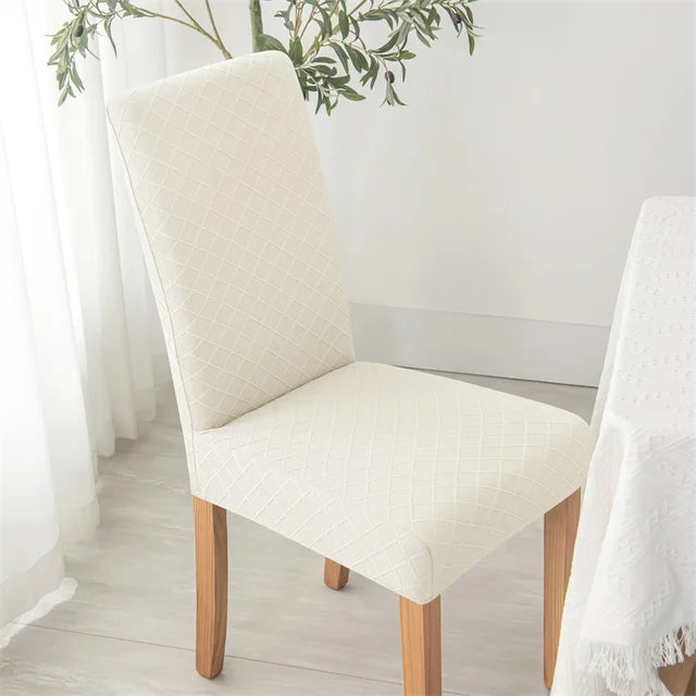 Housse de chaise effet tricot Ludivine de couleur ivoire